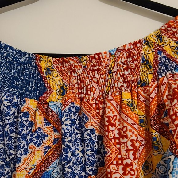 Mileage Boho Top Womens Sz 1X Colorful Patchwork Geometric Preppy Office Casual - Picture 7 of 7